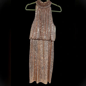 Eliza J Rose Gold Sequin Dress